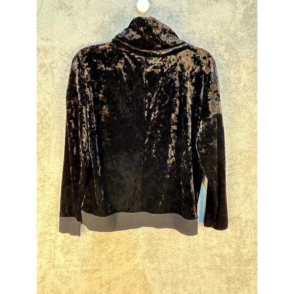 Betsey Johnson Performance Pullover Small Black Cowl Neck Crushed Velvet - Picture 4 of 7